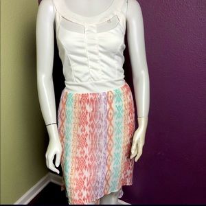 High Low White Multicolored Dress